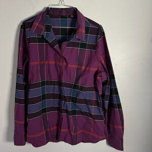 EUC Westbound Mens Long Sleeve Button Up Shirt Purple Blue Plaid XL